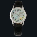 Montre Cute Woodland Créatures Motif animal<br><div class="desc">Une montre avec un mignon motif de créatures forestières illustrées - un lapin lapin, hibou et raton laveur. De minuscules pois sur une couleur vert clair remplissent l'arrière - plan. Un design fantaisiste fantaisiste. J'aime les motifs comme celui-ci avec un sens ludique du plaisir et de la fantaisie. J'espère que...</div>