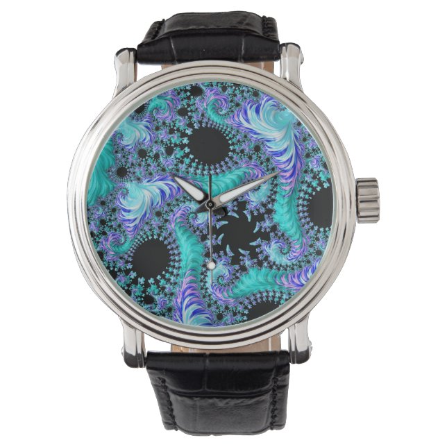 Montre Cyan Tentacle psychédélique Abstrait art fractal (devant)