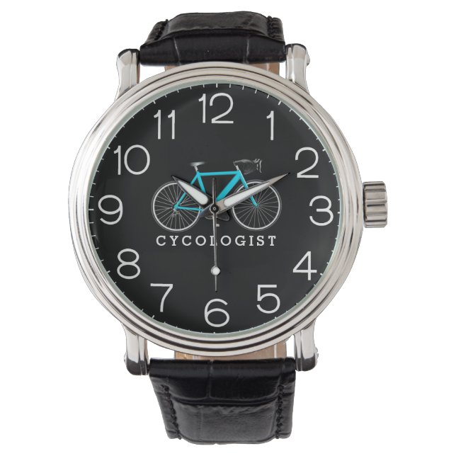 Montre Cycologue Aqua Vélo Sur Noir (devant)