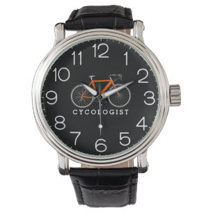 Montre Cycologue Orange Bicyclette Sur Noir