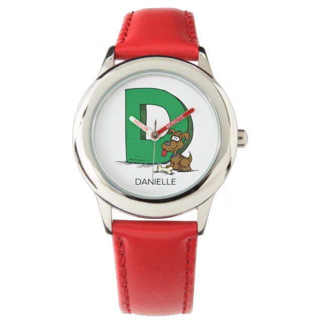 Montre D est pour ___ nom personnalisé Enfants (devant)