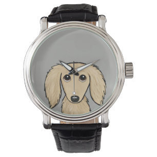Montre Dachshund à crème à poils longs Cartoon Wiener D