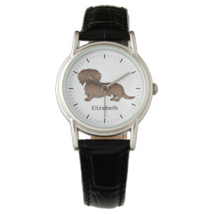 Montre Dachshund à longs poils au chocolat Chien de dessi