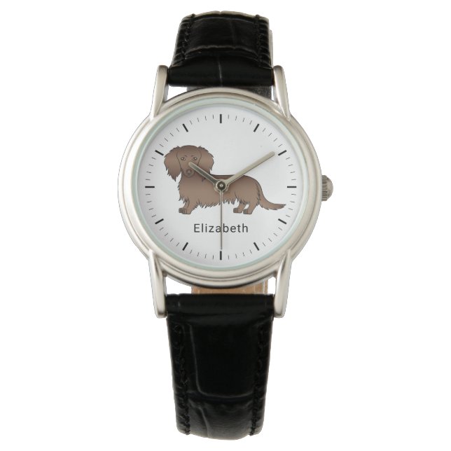Montre Dachshund à longs poils au chocolat Chien de dessi (devant)