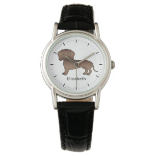 Montre Dachshund à poil court au chocolat Dessin animé de