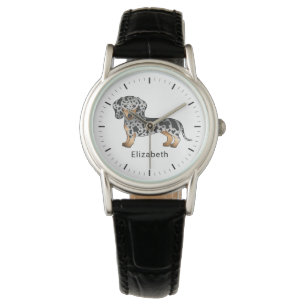 Montre Dachshund à poil court bringé noir et tan & Nom