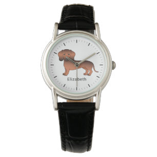 Montre Dachshund de dessin animé à poil court rouge sablé