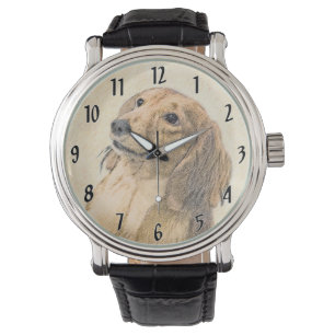 Montre Dachshund (Longhaerien) Peinture - Art Chien origi