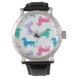 Montre Dachshunds couleur pastel