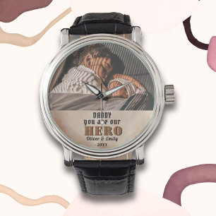 Montre Daddy Hero Aquarelle Fête du Père Photo Watch
