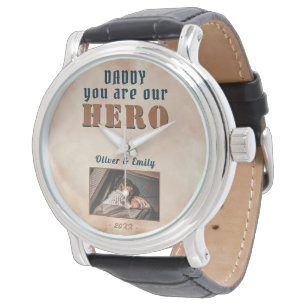 Montre Daddy Hero Watercolor Photo de la Fête des Pères