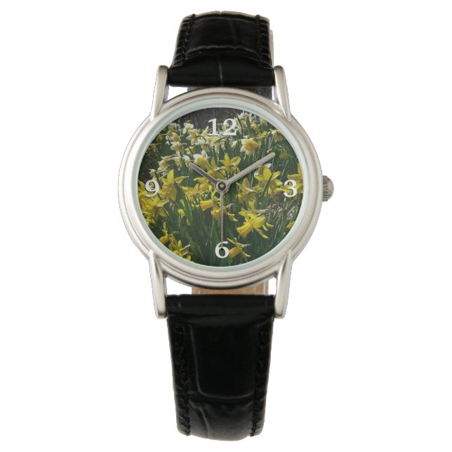 Montre Daffodiles jaunes et blancs Fleurs de printemps (devant)