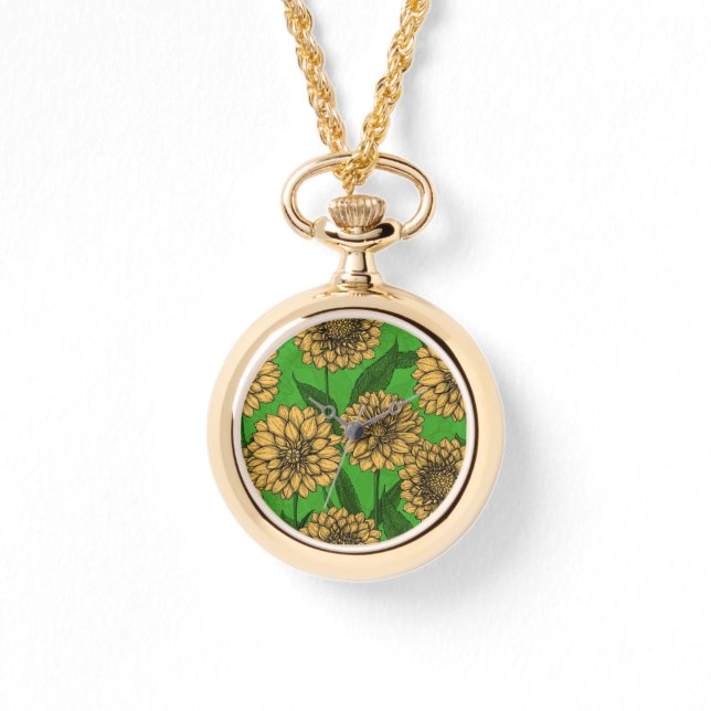 Montre Dahlias en jaune et vert (Recto)