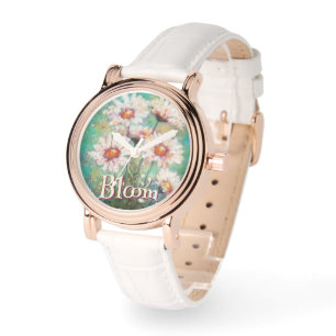 Montre Daisies Floral Impressionniste Sarcelle Personnali