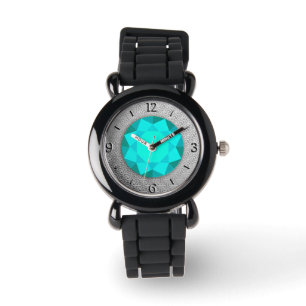 Montre Damas d'argent avec gemme d'aquamarine / jewell