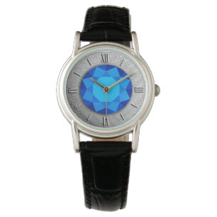 Montre Damas d'argent avec un faux saphir bleu