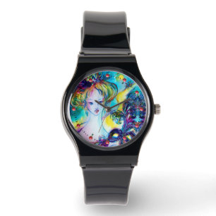 Montre DAME AVEC MASQUE / Bal mascarade vénitienne, noir