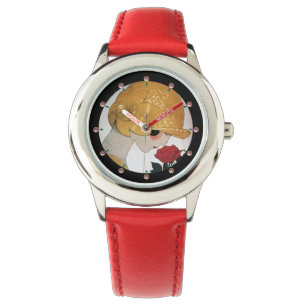 MONTRE DAME AVEC ROSE ROUGE