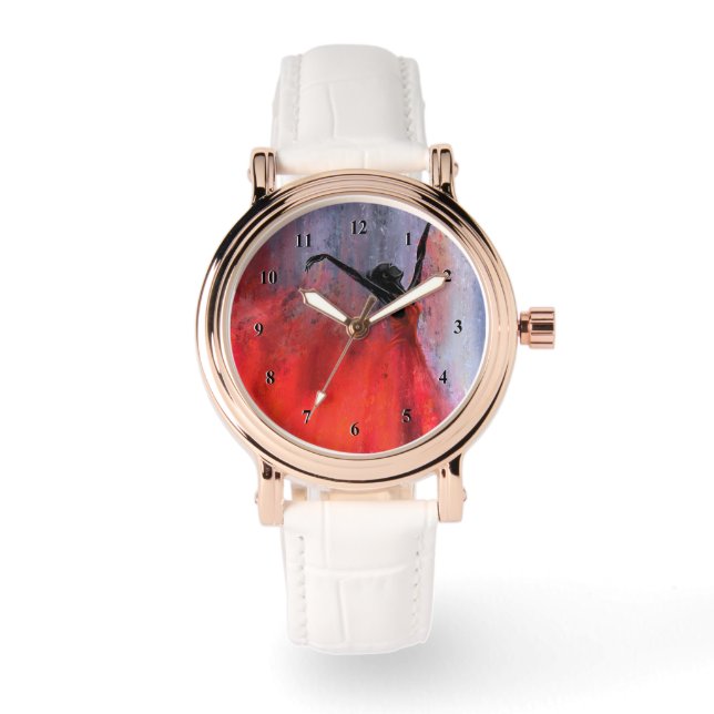 Montre Dame dansant en rouge - Peinture originale abstrai (Recto)