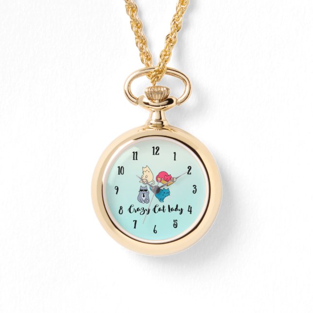 Montre Dame du chat fou et 4 chats mignons (Recto)