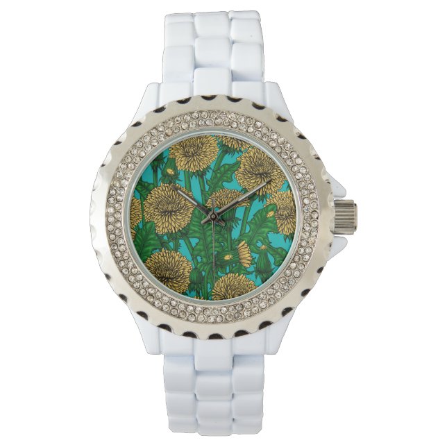 Montre Dandelions sur turquoise (devant)