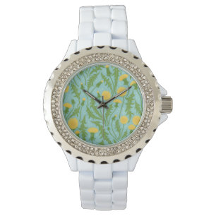 Montre Dandelions, vert, jaune et bleu