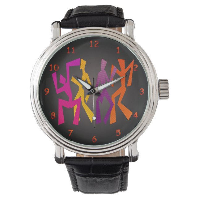 Montre Danse Abstraite multicolore amusante (devant)