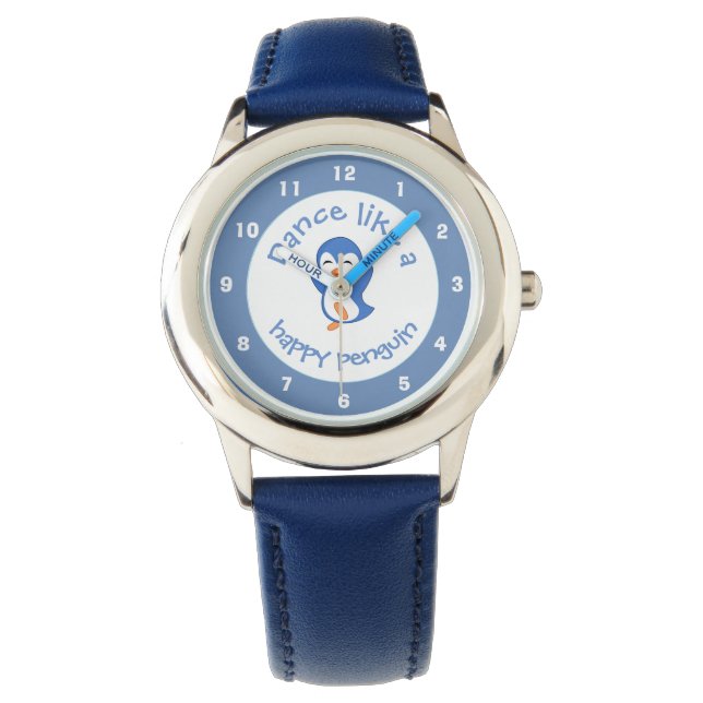 Montre Danse mignonne comme un joyeux pingouin bleu (devant)