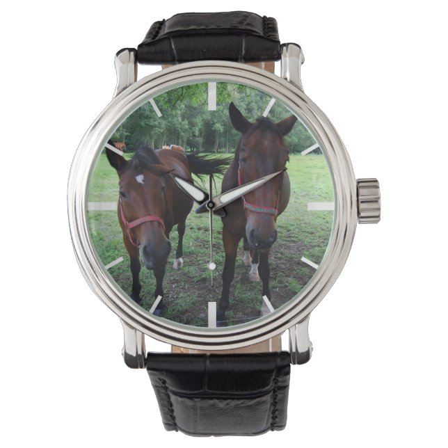 Montre Dark brown Horses on pasture (devant)