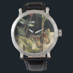 Montre Dark Nature Scene par Vision Studio<br><div class="desc">Cette scène de nature sombre montre deux papillons et une libellule se rassemblant au-dessus de feuilles verts profonds et une belle fleur. On entend presque les coups d'ailes pendant que l'on étudie la pièce. Si vous aimez la nature, vous apprécierez ce tableau. Achète ta copie aujourd'hui !</div>