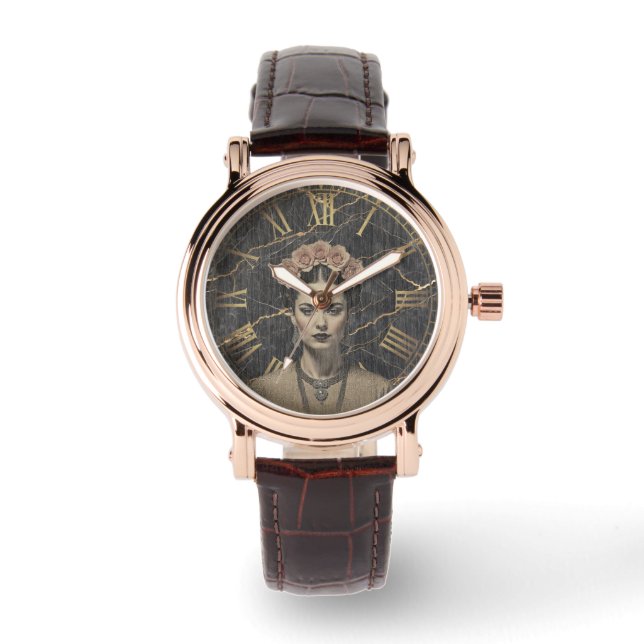 Montre d'art en or rose Frida Kahlo (Recto)