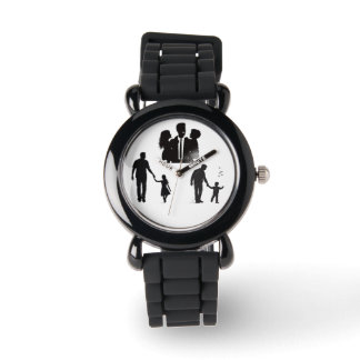 Montre d'art en silhouette de famille – Bracelet n