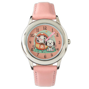 Montre Daruma avec chiot mignon