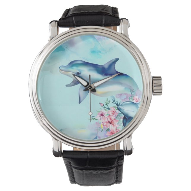 Montre Dauphin aquarelle peint (devant)