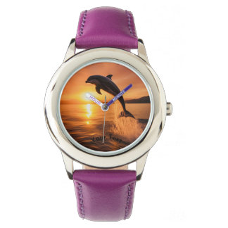 Montre Dauphin Au Coucher De Soleil D'Or
