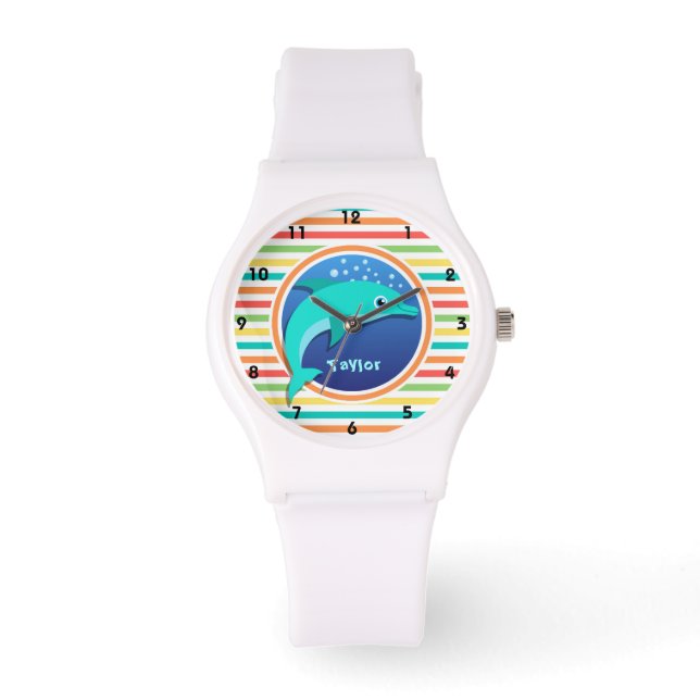 Montre Dauphin ; Rayures arc-en-ciel lumineuses (Recto)