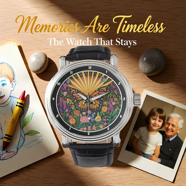 Montre Dawn's Embrace" - Butterfly & Flowers (Créateur téléchargé)