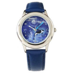 Montre de baleine tueuse Pleine lune bleue nuit