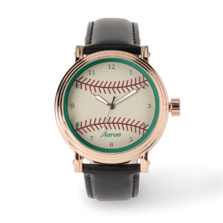 Montre de baseball classique personnalisée verte