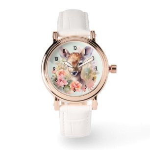 Montre De Beaux Cerfs Entourés De Roses
