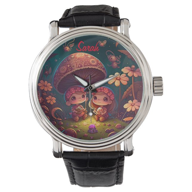 Montre De beaux elfes mignons jouent sous les champignons (devant)