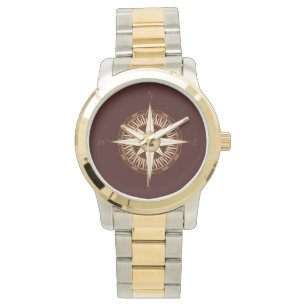 Montre de brun de rose de boussole