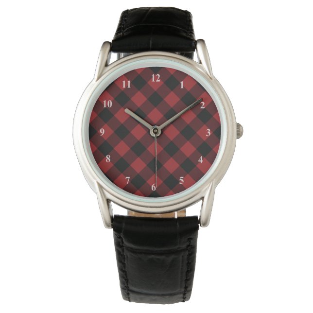 Montre de chèque en noir et rouge (devant)