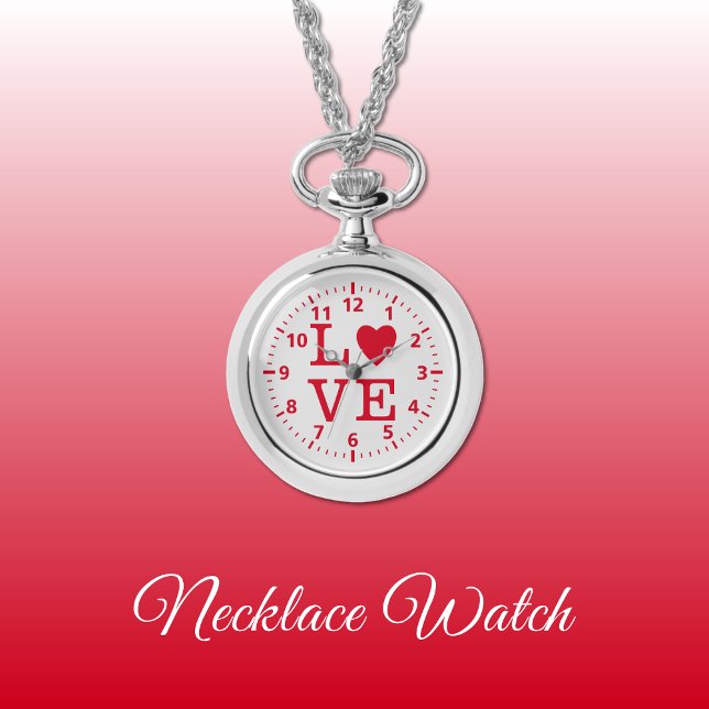 Montre de collier d'amour rouge et gris (Créateur téléchargé)