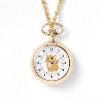 Montre de collier d'or - Chat mignon