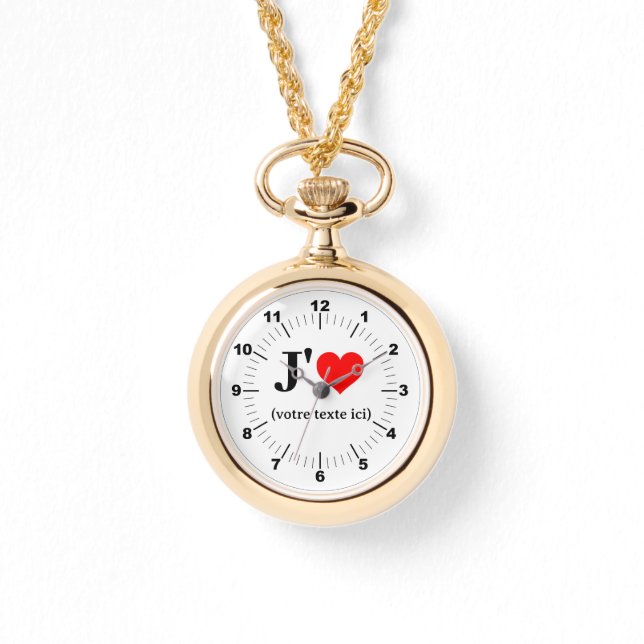 Montre de collier or - Personnalisé I Coeur (Recto)