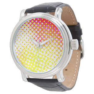 Montre de conception Motif de point jaune rose