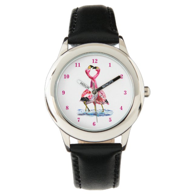Montre de couple de danse tango Flamant Rose (devant)