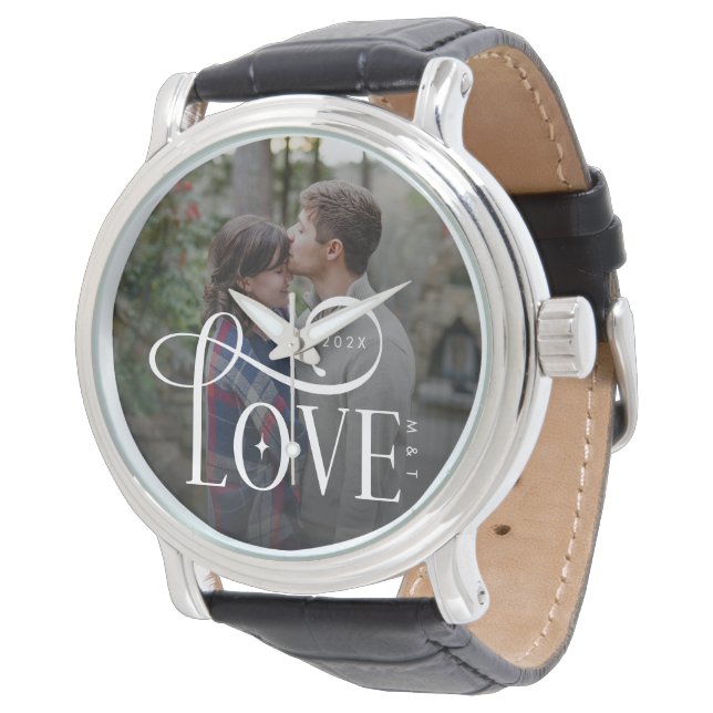 Montre de couple engagés sur mesure à écriture mod (Incliné)