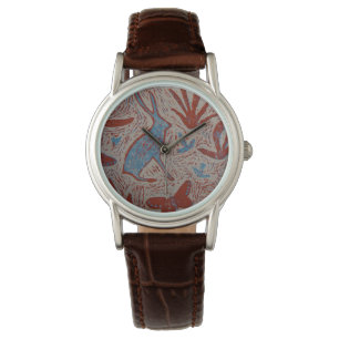 Montre de cuir de dames de lièvres et de papillon